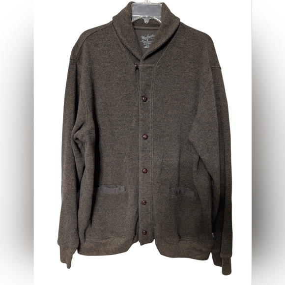 Woolrich Brown Gromley Shawl Collar Mens Grandpa Button Down Cardigan Sweater XL - Picture 7 of 7